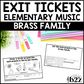 Brass Instruments Exit Tickets & Rubrics Editable Elementary Music Assessment