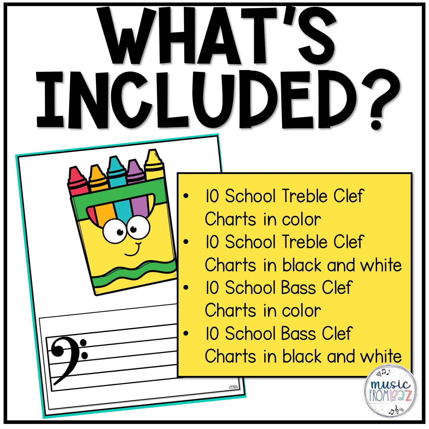 Back to School Treble & Bass Clef Worksheet for Music Composition Centers