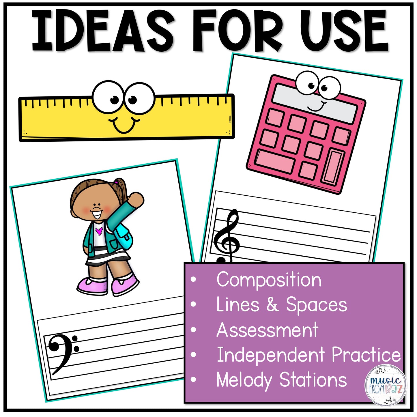 Back to School Treble & Bass Clef Worksheet for Music Composition Centers