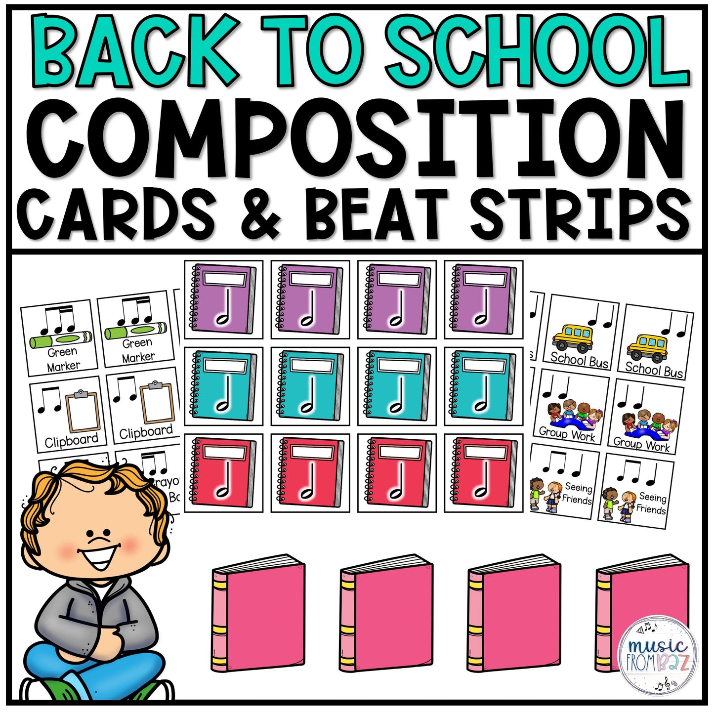 Back to School Music Composition Rhythm Cards Worksheets & Beat Strips