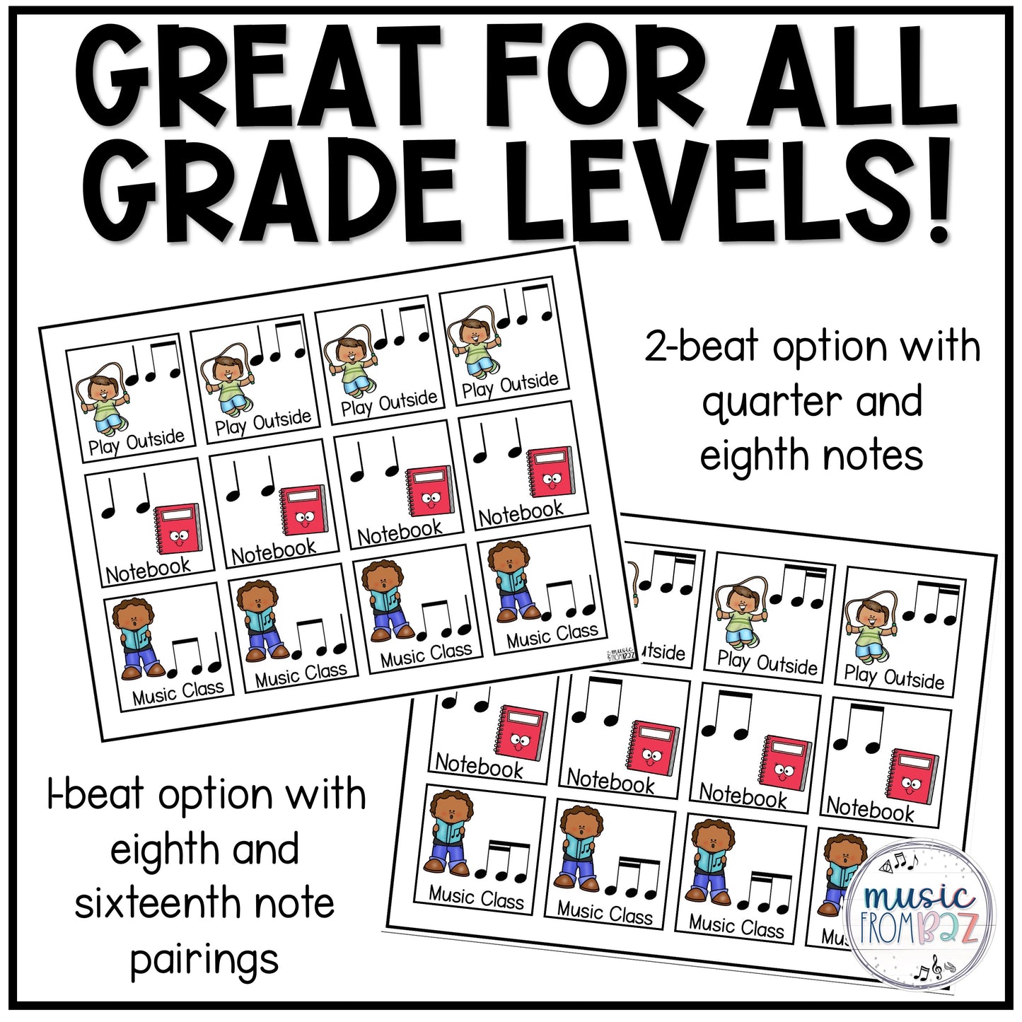 Back to School Music Composition Rhythm Cards Worksheets & Beat Strips