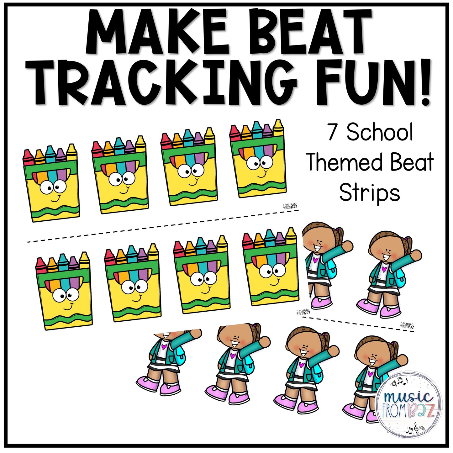 Back to School Music Composition Rhythm Cards Worksheets & Beat Strips