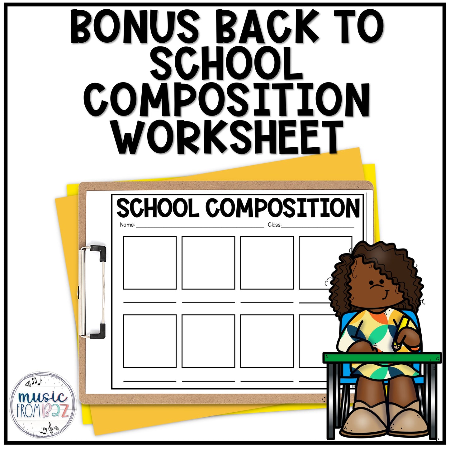 Back to School Music Composition Rhythm Cards Worksheets & Beat Strips