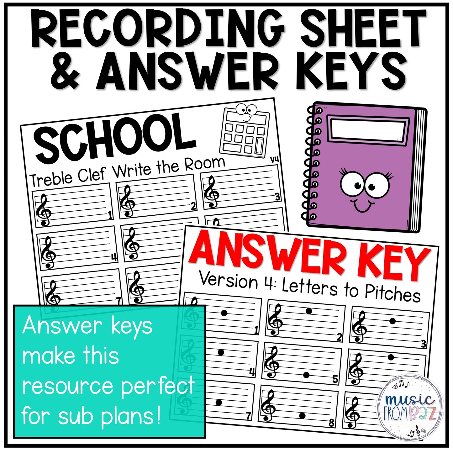 Back to School Treble Clef Music Write the Room Game & Scavenger Hunt