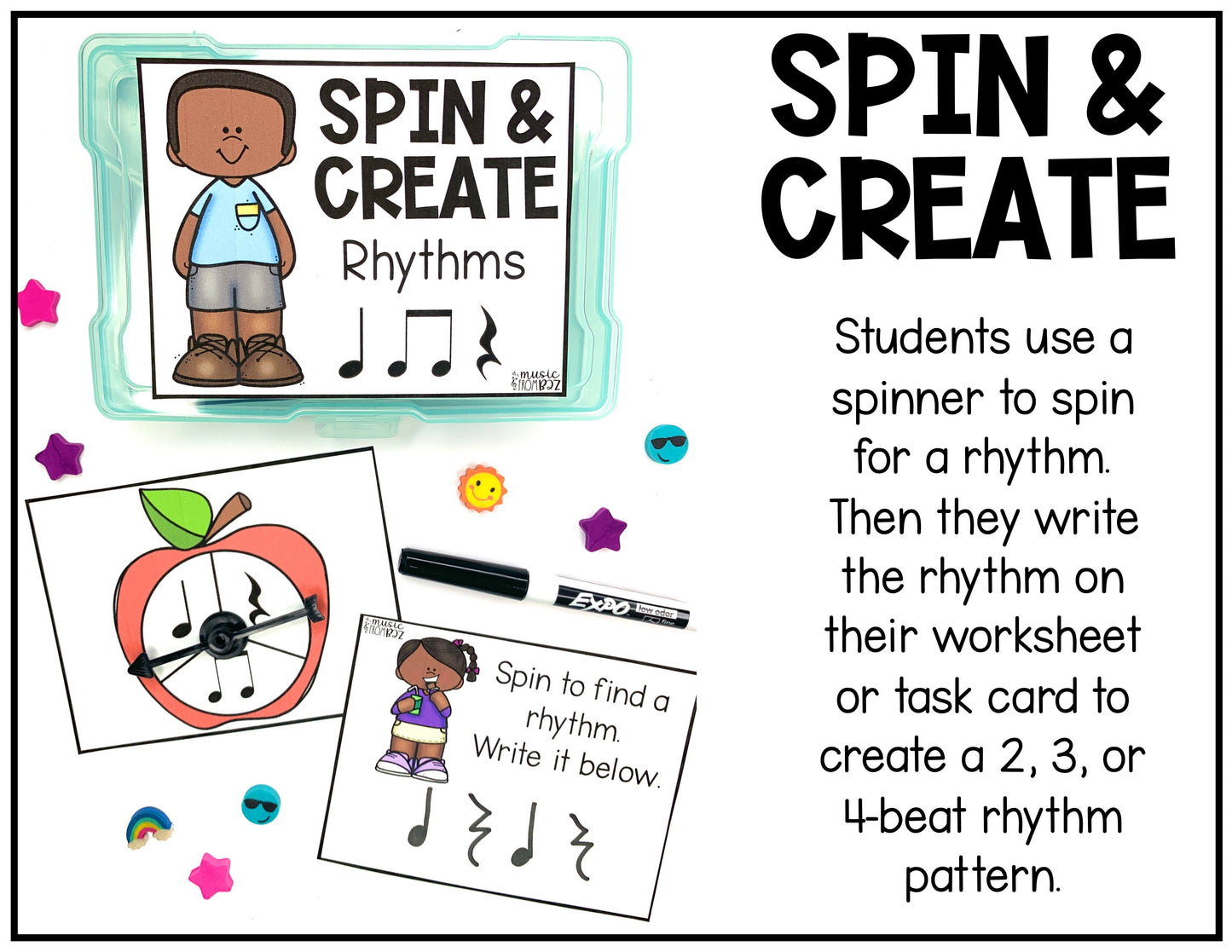 Back to School Rhythm Task Cards Elementary Music Centers & Activities