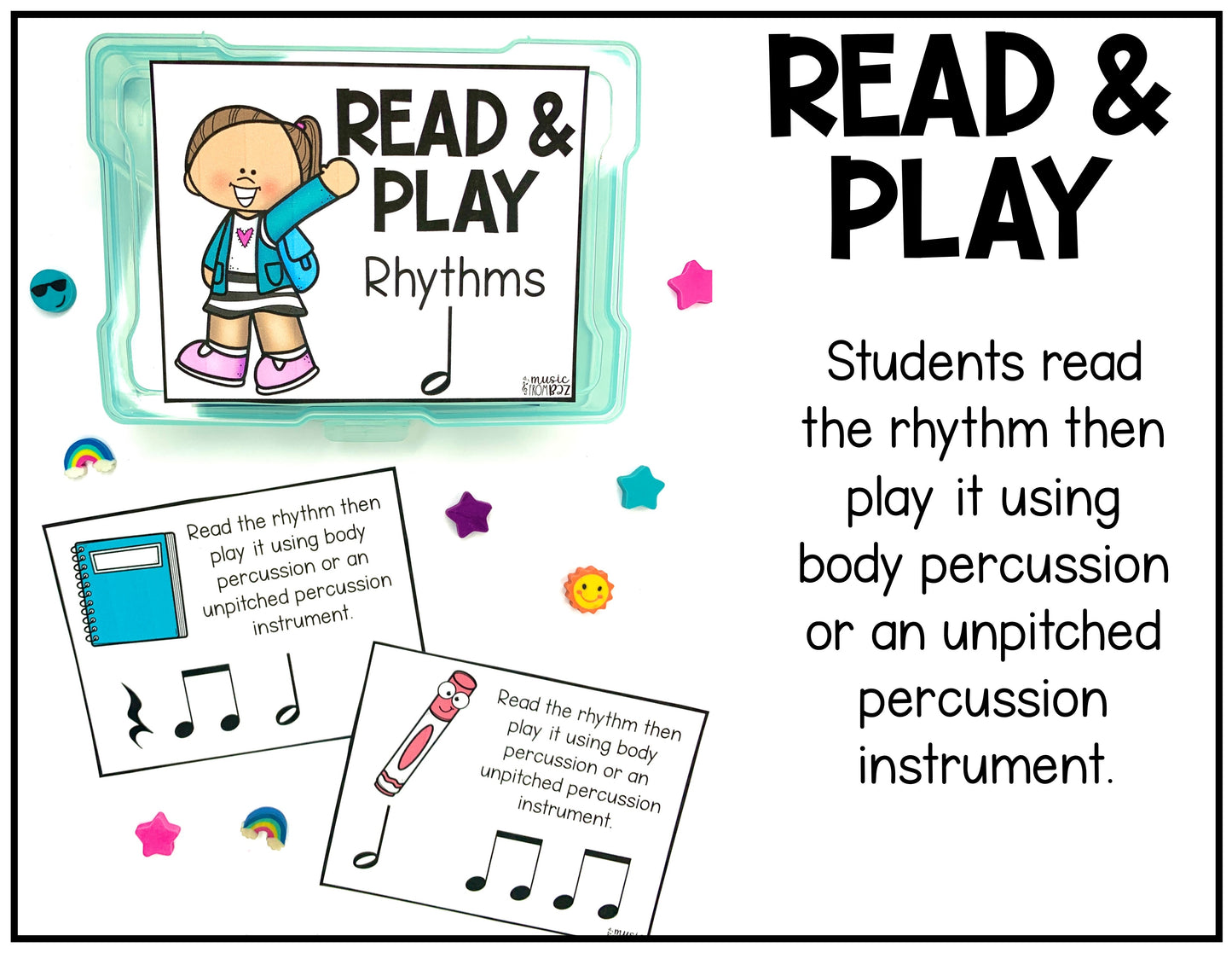 Back to School Rhythm Task Cards Elementary Music Centers & Activities