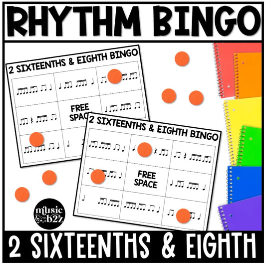 2 Sixteenth & Eighth Notes Rhythm Bingo Game Elementary Music Centers Sub Plan