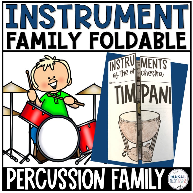 Percussion Family Foldable Activity - Musical Instrument Families of the Orchestra Worksheet Lesson