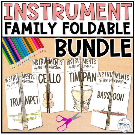 Instrument Family Foldable Activity BUNDLE - Woodwind Brass String Percussion Worksheet Lesson Plans