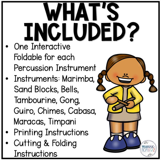 Percussion Family Foldable Activity - Musical Instrument Families of the Orchestra Worksheet Lesson