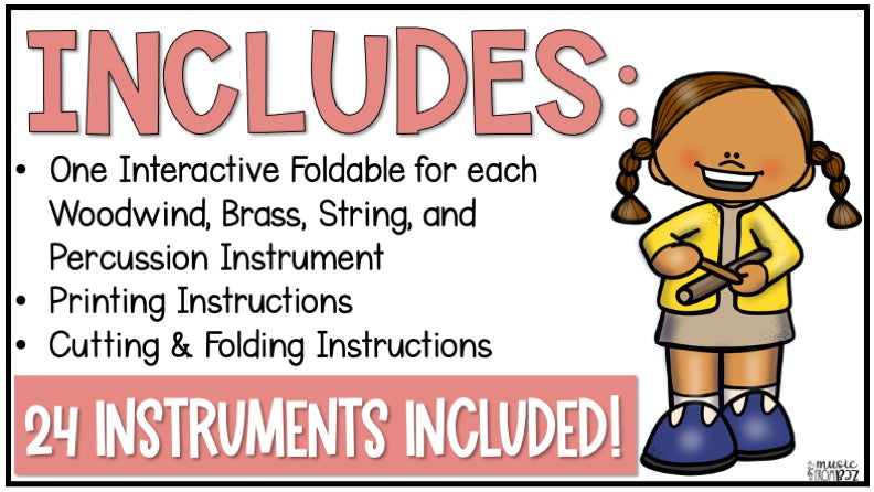 Instrument Family Foldable Activity BUNDLE - Woodwind Brass String Percussion Worksheet Lesson Plans