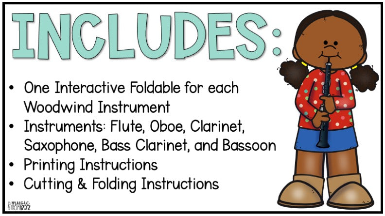 Woodwind Family Foldable Activity - Musical Instrument Families of the Orchestra Worksheet Lesson