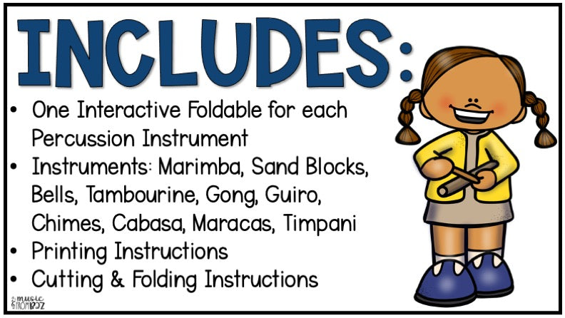 Percussion Family Foldable Activity - Musical Instrument Families of the Orchestra Worksheet Lesson