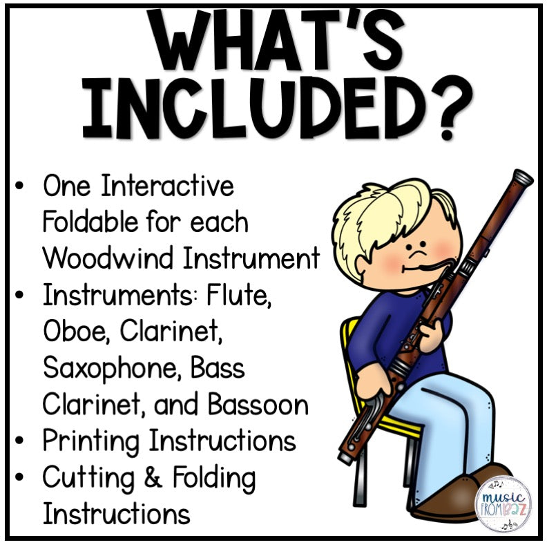 Woodwind Family Foldable Activity - Musical Instrument Families of the Orchestra Worksheet Lesson