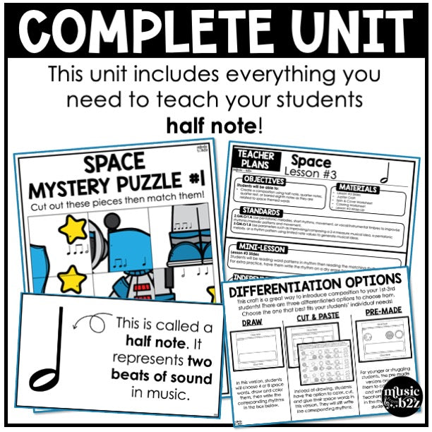 Half Note Unit Elementary Music Lesson Activity Composition Worksheets