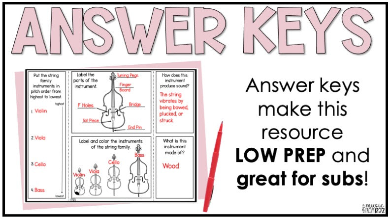 String Family Activity - Musical Instrument Families of the Orchestra