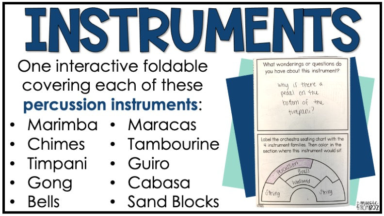 Percussion Family Foldable Activity - Musical Instrument Families of the Orchestra Worksheet Lesson