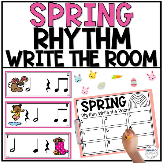 Spring Music Activities - Rhythm Write the Room - Elementary Music Lessons - Rhythm Lesson - DIGITAL DOWNLOAD