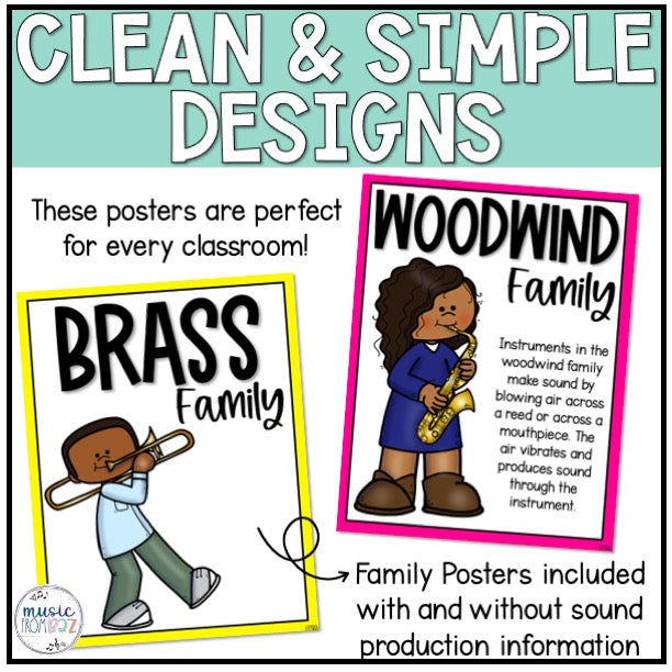 Instrument Families Posters - Anchor Charts - Music Classroom Decor