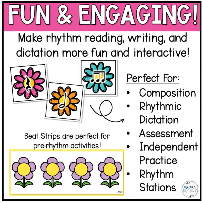 Spring Music Composition Cards and Beat Strips - Rhythm Lesson & Activity - Elementary Music Lesson - DIGITAL DOWNLOAD