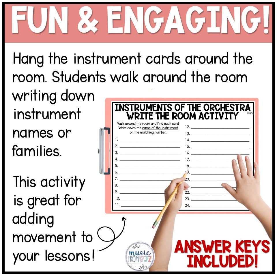 Instrument Families - Write the Room- Instruments of the Orchestra Activity