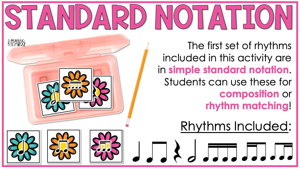 Spring Music Composition Cards and Beat Strips - Rhythm Lesson & Activity - Elementary Music Lesson - DIGITAL DOWNLOAD