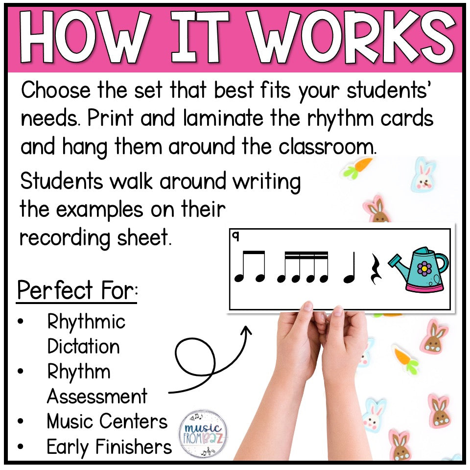 Spring Music Activities - Rhythm Write the Room - Elementary Music Lessons - Rhythm Lesson - DIGITAL DOWNLOAD