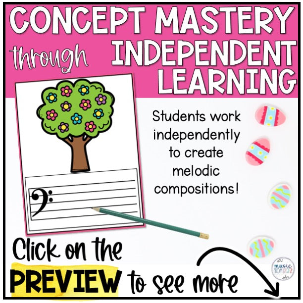 Spring Music Composition - Treble Clef and Bass Clef Worksheet & Activities - Elementary Music Lesson - DIGITAL DOWNLOAD