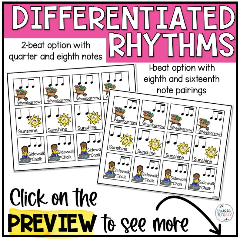 Spring Music Composition Cards and Beat Strips - Rhythm Lesson & Activity - Elementary Music Lesson - DIGITAL DOWNLOAD